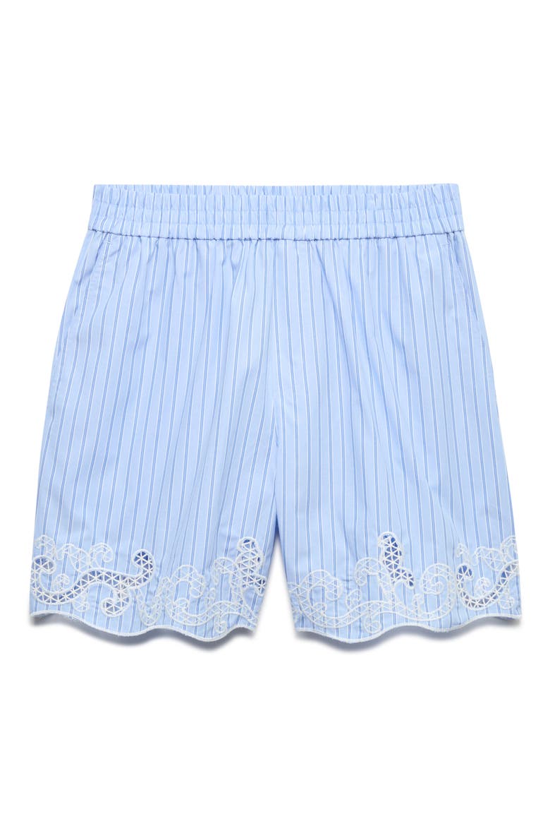 Embroidery Stripe Shorts, Main, color, BLUE