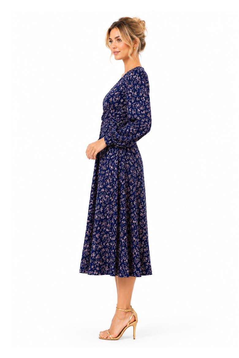 Mollie Knot Midi Dress, Alternate, color, Midnight Bloom