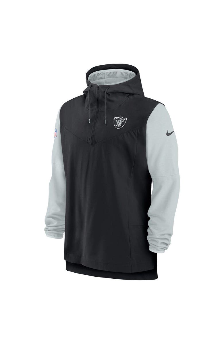 Nike Men's Nike Black/Silver Las Vegas Raiders Sideline Player Quarter-Zip Hoodie Jacket, Alternate, color, Black