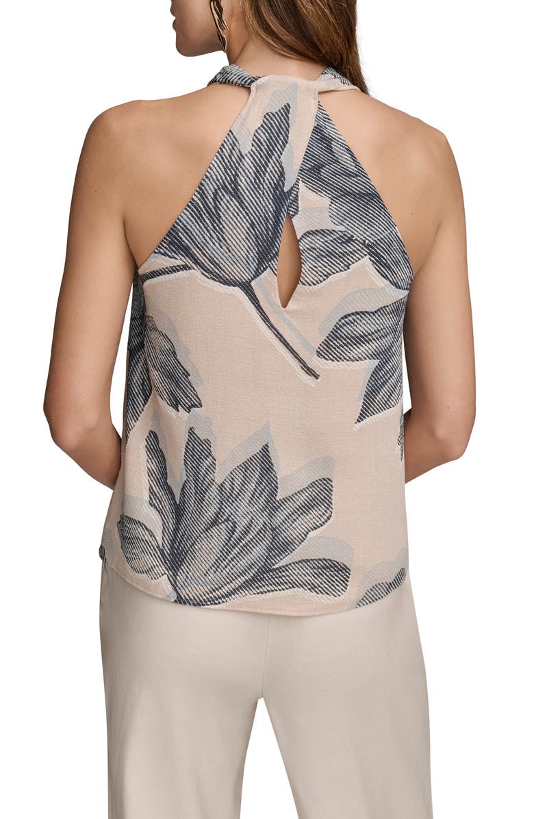 Donna Karan New York Print V-Neck Sleeveless Top, Alternate, color, Sand Combo