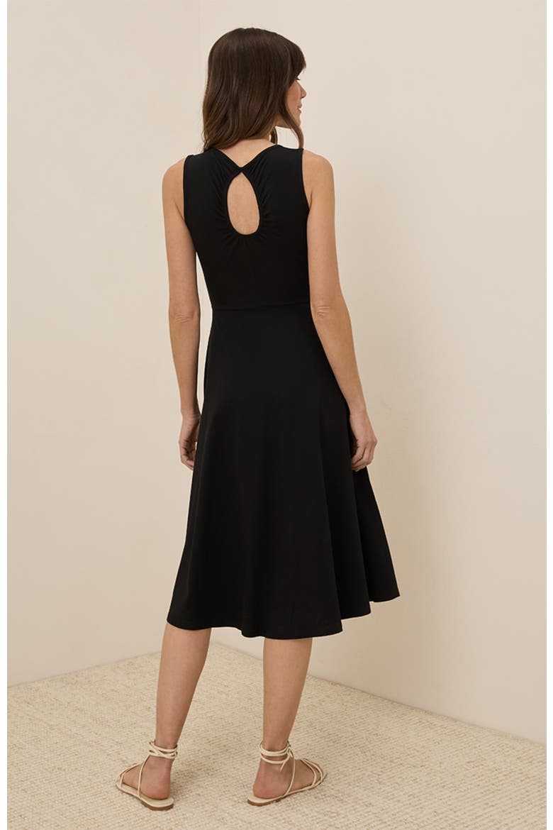 Organic Cotton Fit & Flare Keyhole Back Dress, Alternate, color, Black