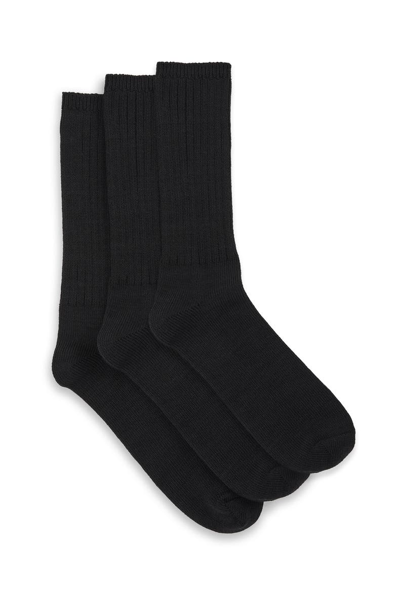Big & Tall 3-pk Extra-Wide Crew Socks, Main, color, BLACK