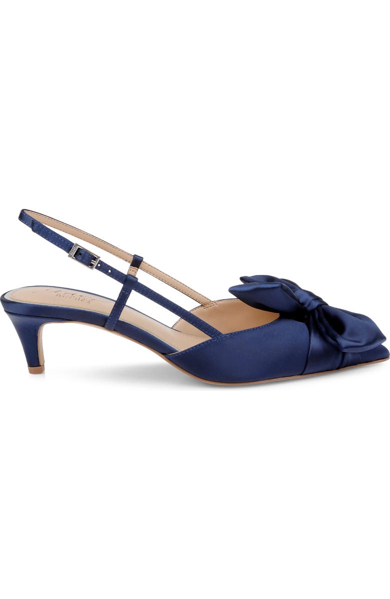 Jewel Badgley Mischka Shoshana Pointed Toe Slingback Pump, Alternate, color, Navy Satin