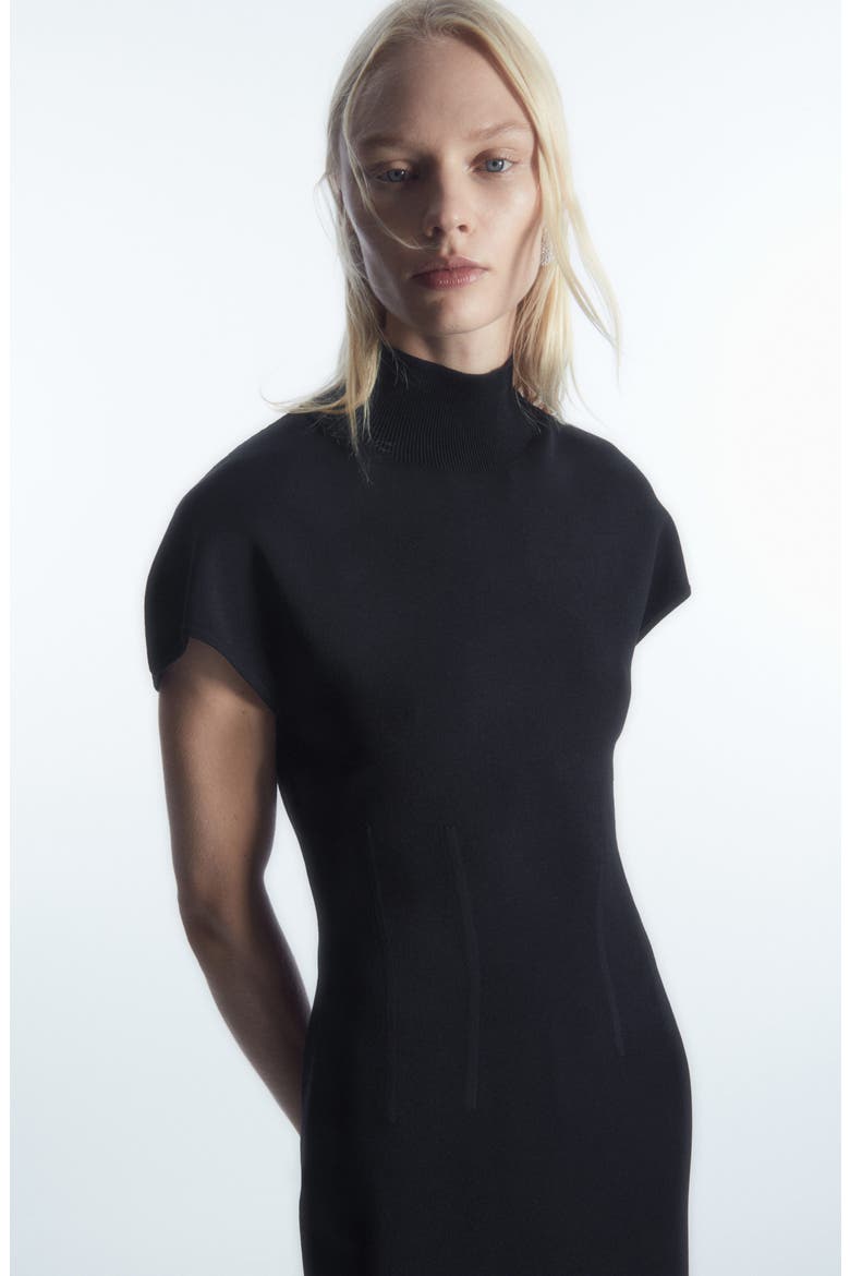 Mock Neck Corset Sweater Dress, Alternate, color, BLUE DARK