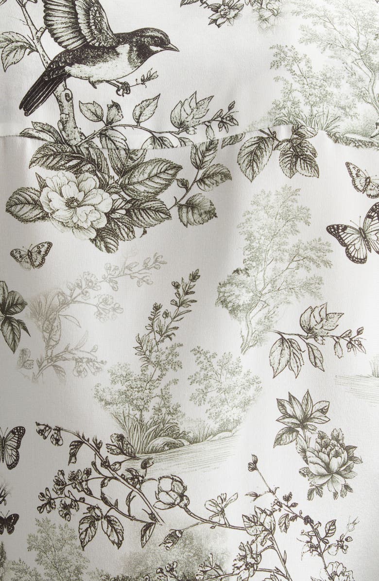 Alice + Olivia Minda Ruffle & Lace Silk Shirt, Alternate, color, Daybreak