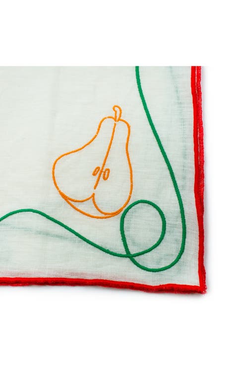 Misette Fete Embroidered Linen Napkins 4-piece Set In White Multicolor