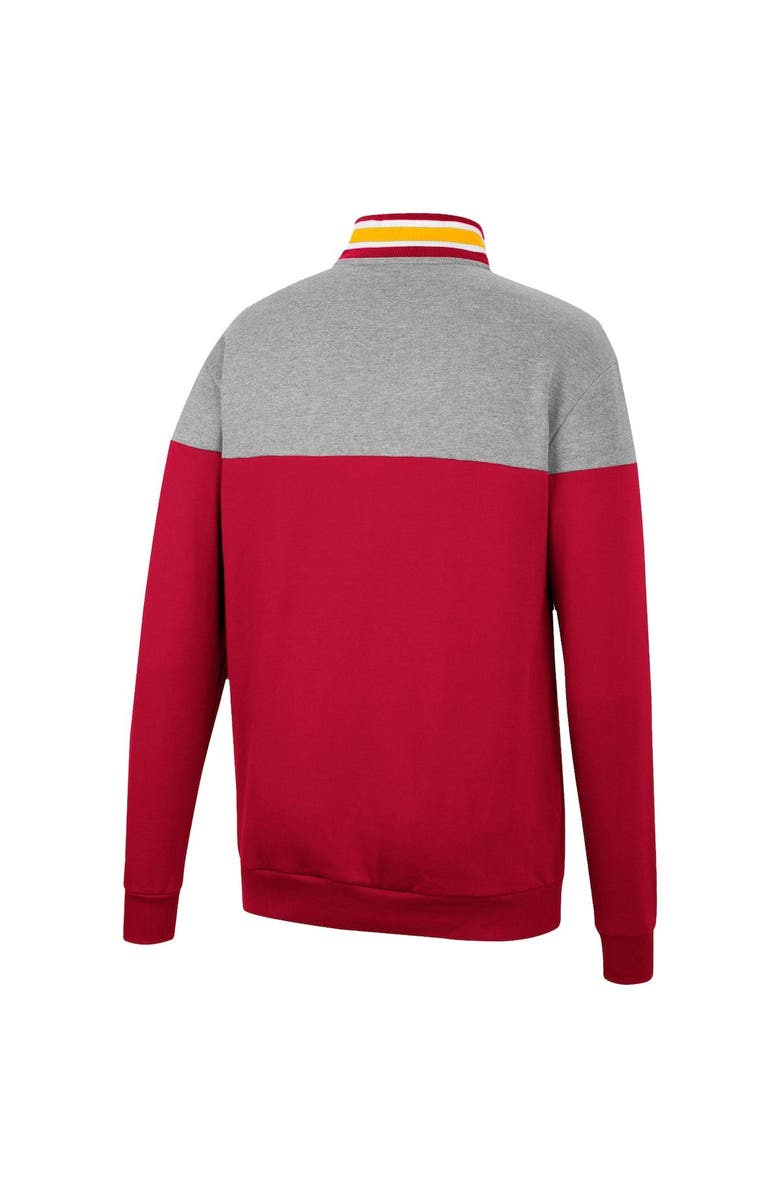 COLOSSEUM Men's Colosseum Heathered Gray/Cardinal Iowa State Cyclones Be the Ball Quarter-Zip Top, Alternate, color, Cardinal