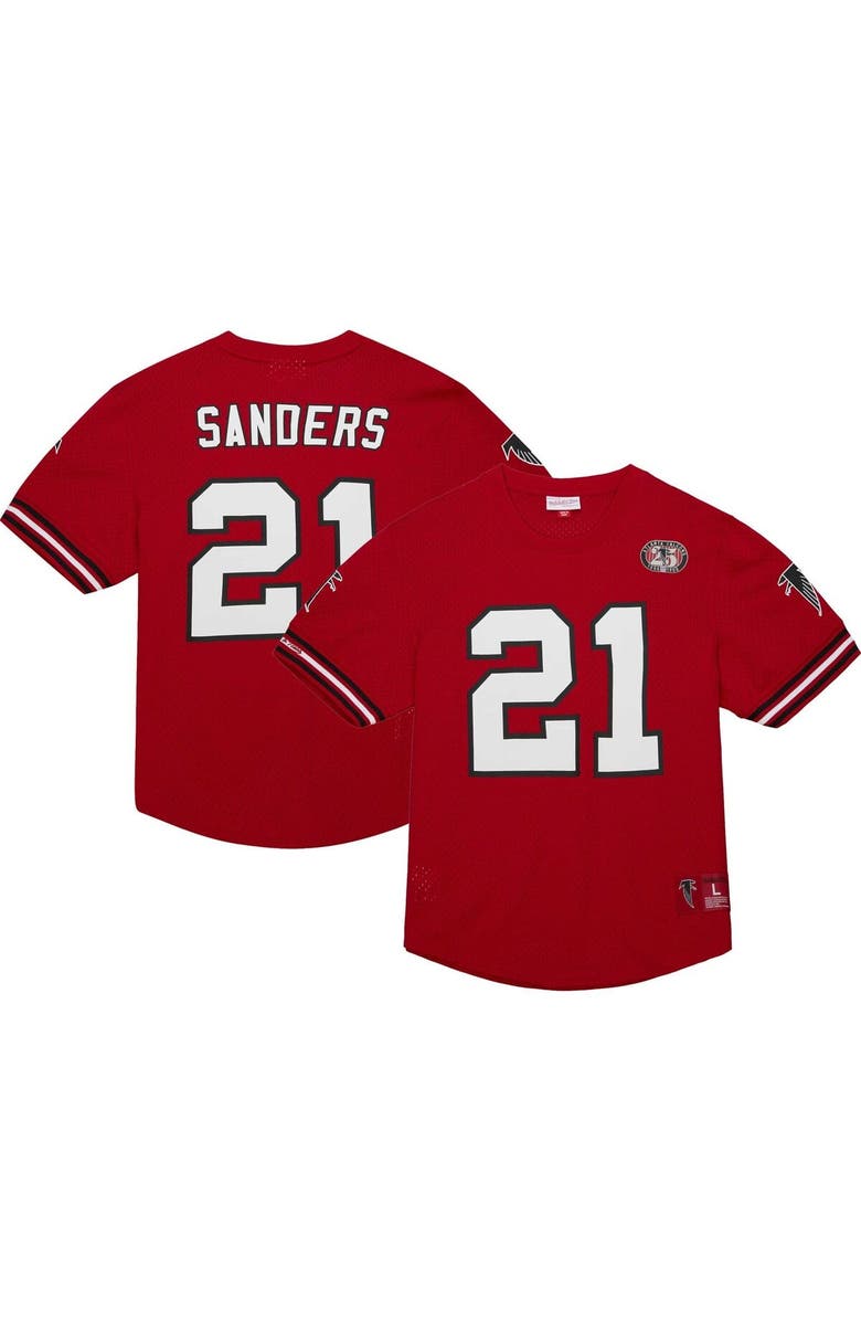 Mitchell & Ness Men's Mitchell & Ness Deion Sanders Red Atlanta Falcons Retired Player Name & Number Mesh Top, Main, color, Red
