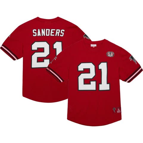 Men's Mitchell & Ness Deion Sanders Red Atlanta Falcons Retired Player Name & Number Mesh Top