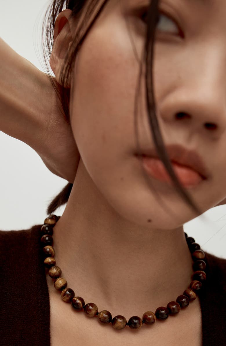 Monica Vinader x Kate Young Tiger's Eye Necklace, Alternate, color, 18Ct Gold Vermeil / Tigers Eye