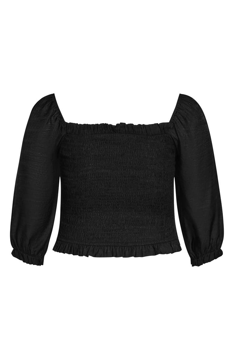 City Chic Fearless Puff Sleeve Smocked Top, Alternate, color,