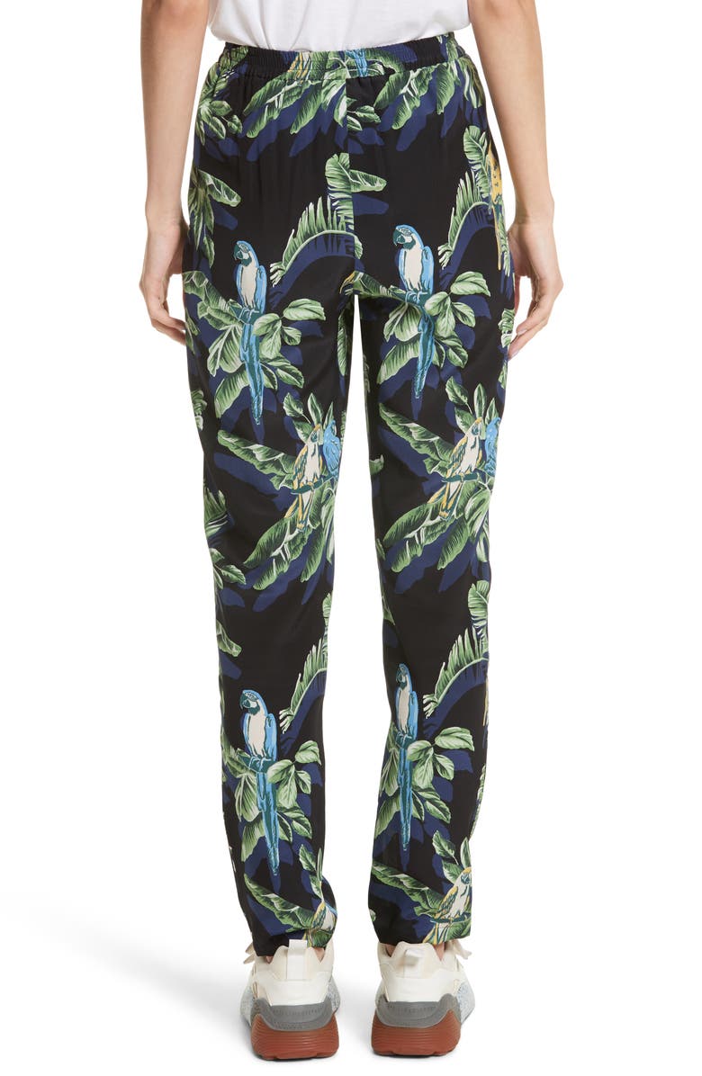 Stella McCartney Birds of Paradise Silk Crêpe de Chine Pants, Alternate, color, 