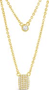 Sterling Forever 14K Yellow Gold Plated Bezel Cubic Zirconia Tag Layered Necklace