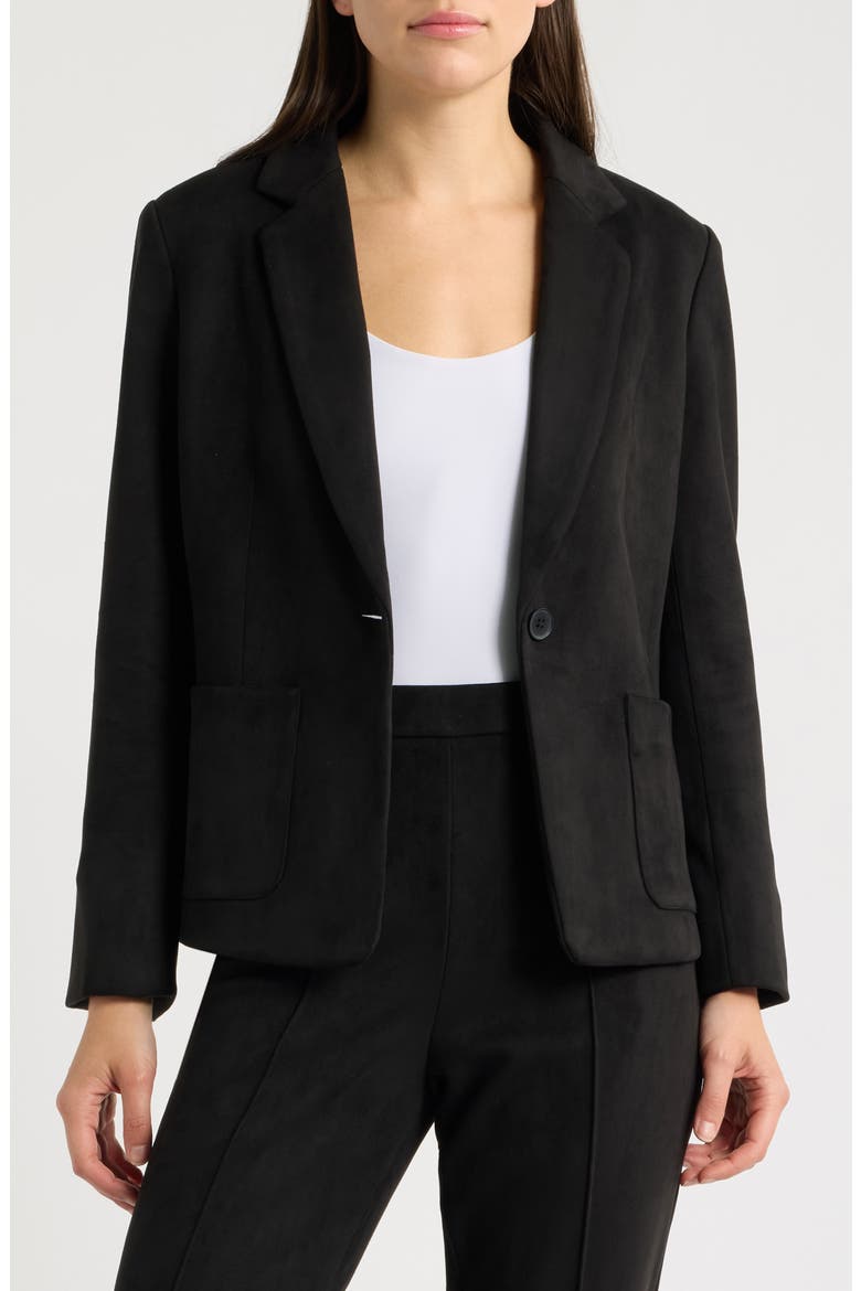 One-Button Faux Suede Jacket, Alternate, color, ANNE BLACK