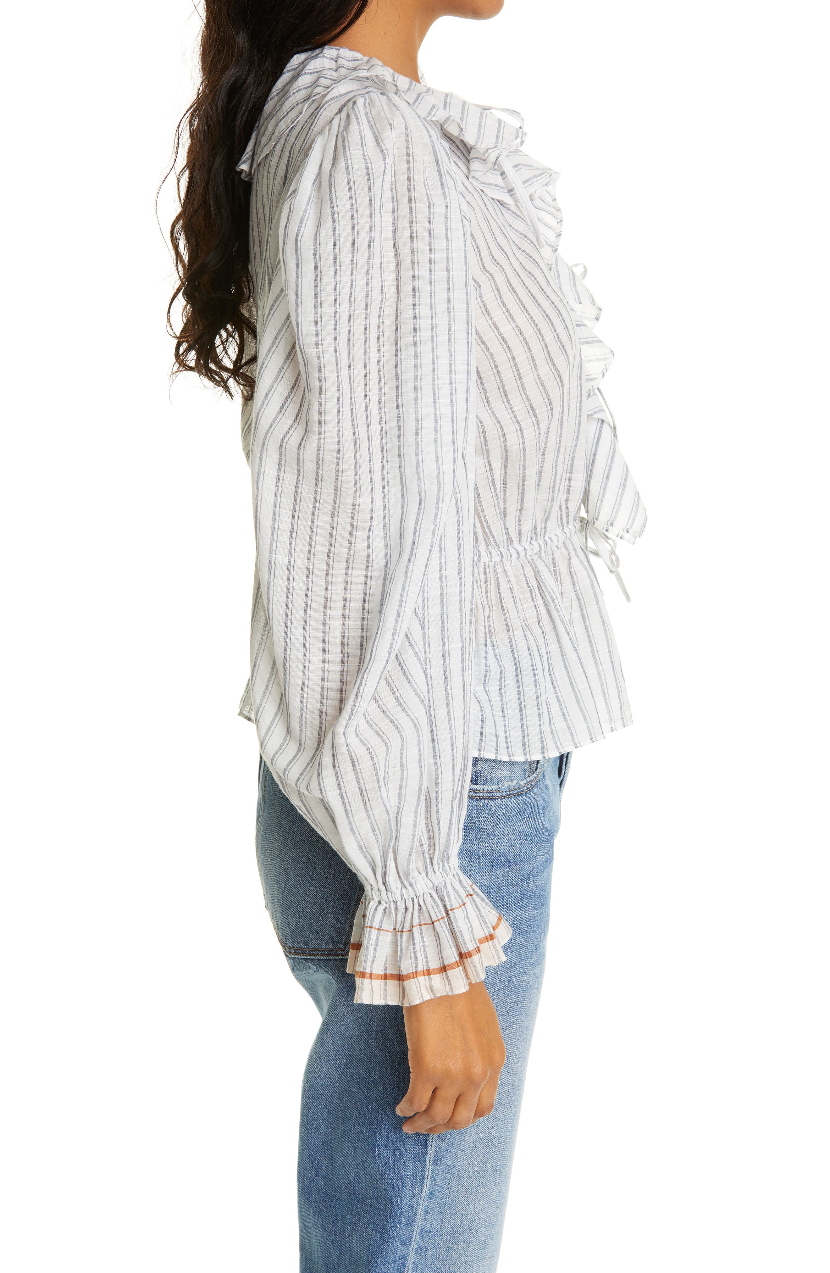 Ulla Johnson Kalila Stripe Ruffle Front Blouse (Women) | Nordstromrack