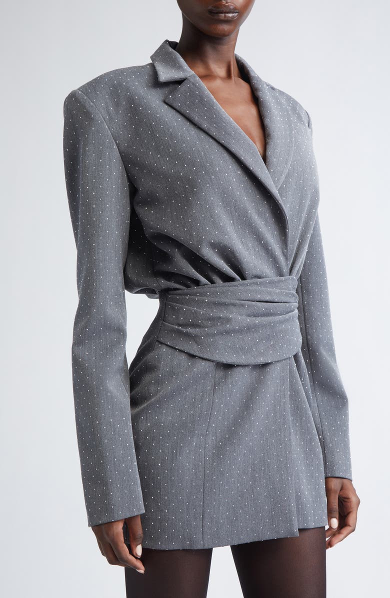 LaQuan Smith Crystal Blazer Dress, Alternate, color, Grey