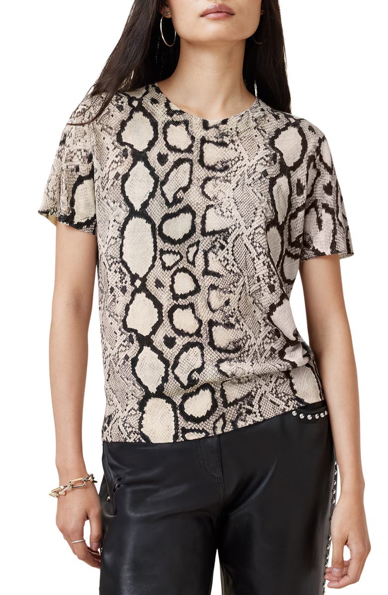 AllSaints Anouk Snakeskin Pattern Wool Knit Shirt, Main, color, 