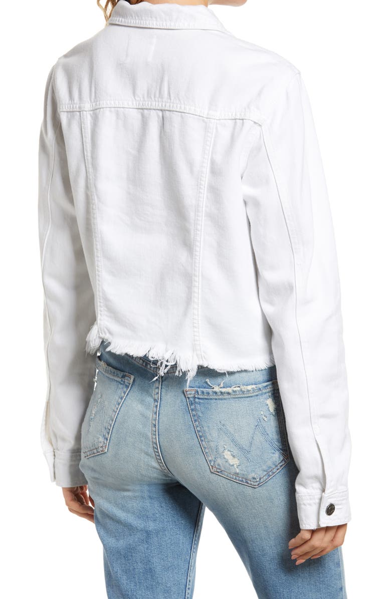 HIDDEN JEANS Fray Hem Denim Trucker Jacket, Alternate, color, White