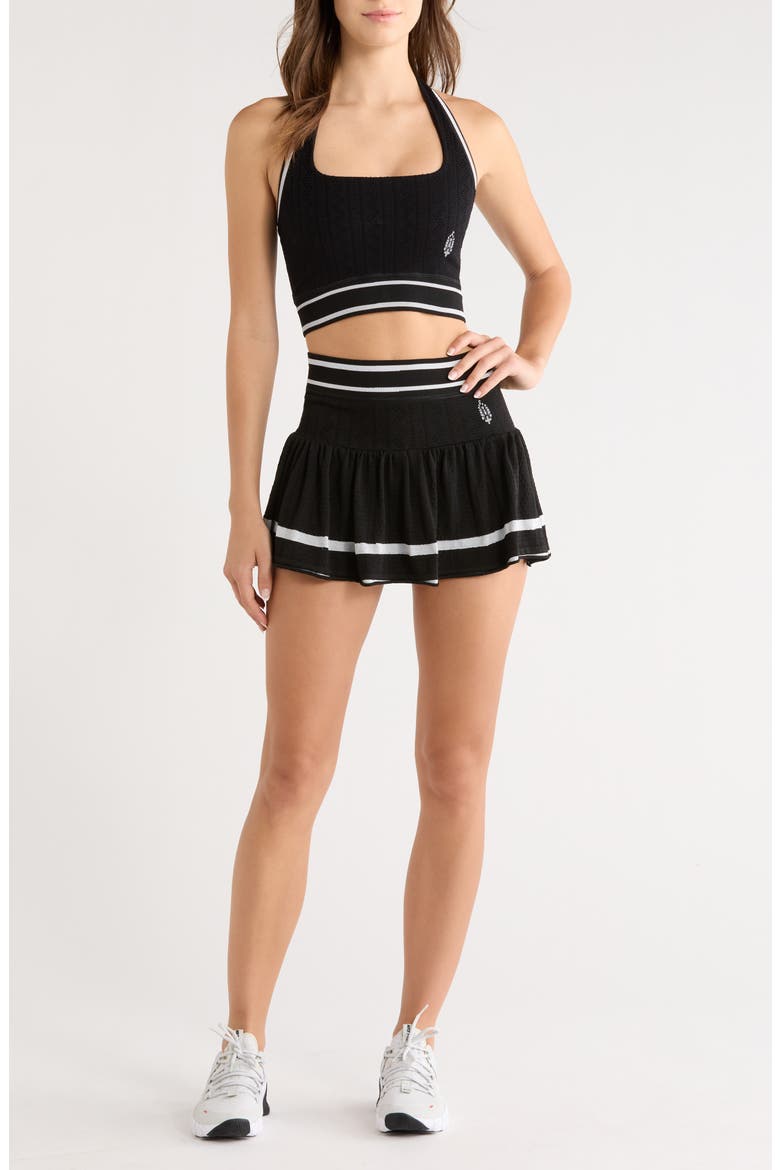 FP Movement Advantage Halter Top & Miniskirt Set, Main, color, BLACK/ WHITE STRIPE