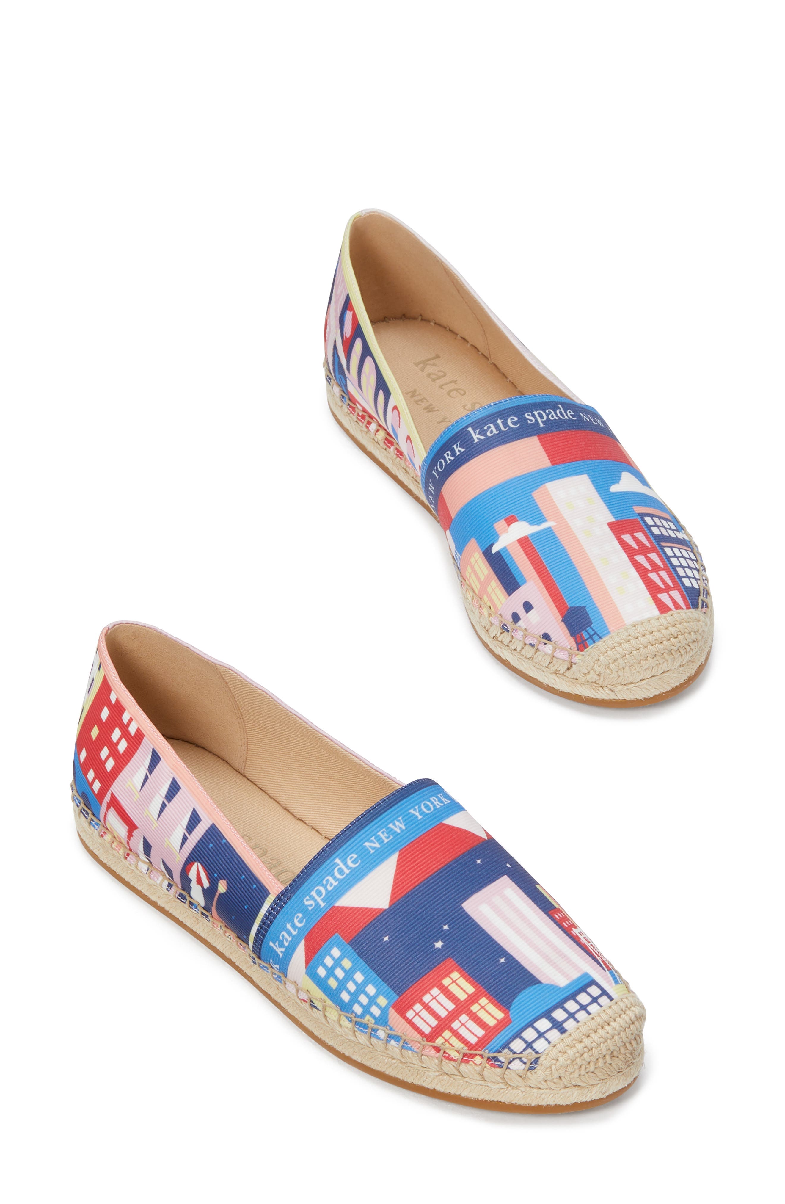 Kate Spade New York city map espadrille flat, Alternate, color, 