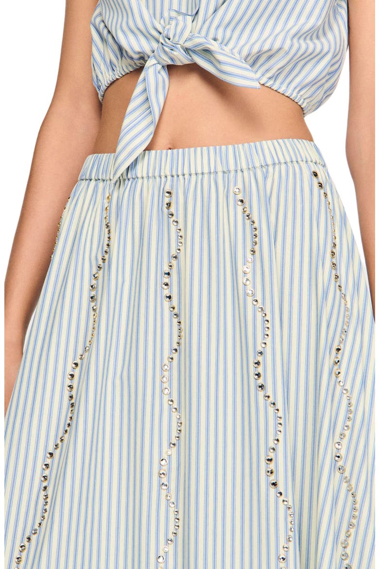 Rhinestone striped long skirt, Alternate, color, Blue