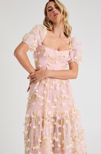 Corrine 3D Puff Sleeve Gown