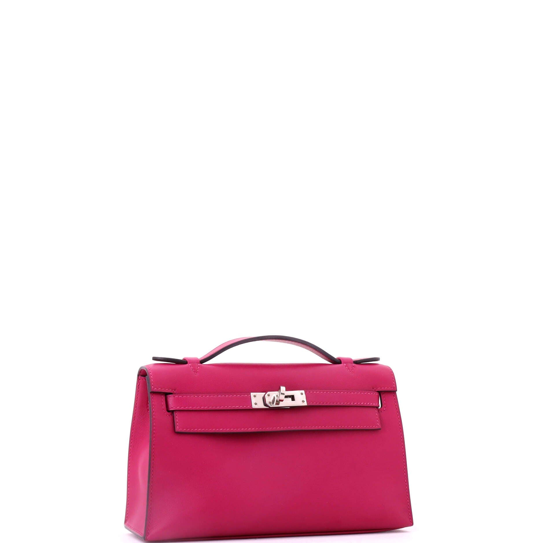 Pre-Owned Hermes Kelly Pochette Swift, Alternate, color, Rose Pourpre
