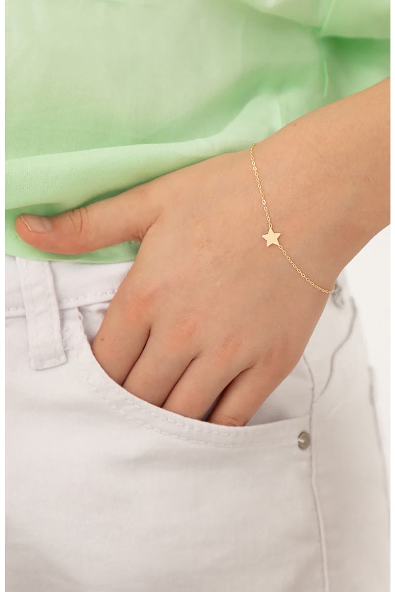 14k Polished Star Bracelet, Alternate, color, Gold