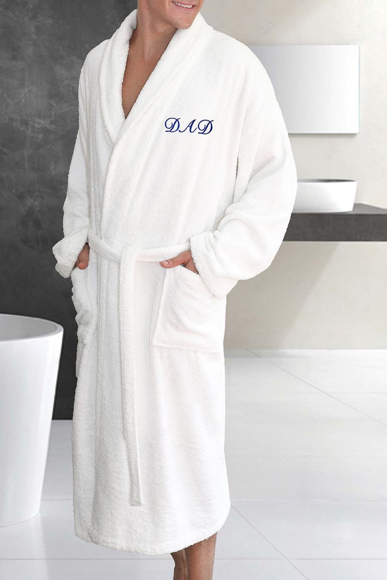 Terry Embroidered Bathrobe, Alternate, color, WHITE