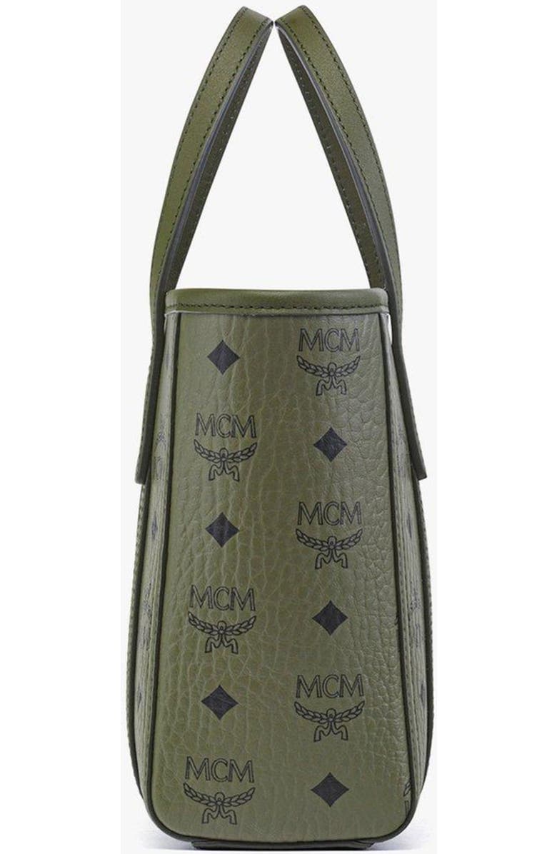 MCM Mini Toni Top-Zip Shopper in Visetos, Alternate, color, Green