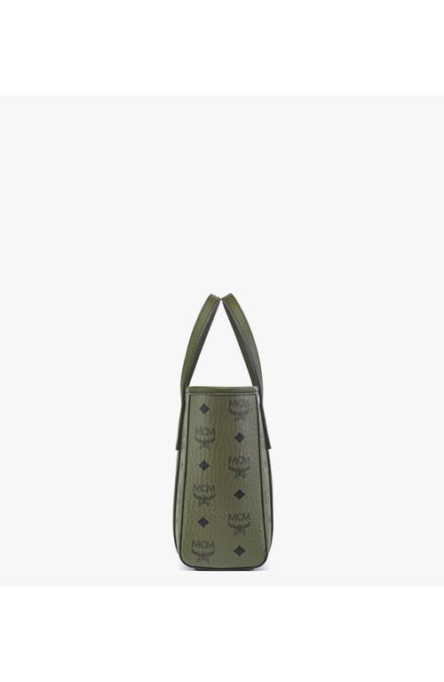 Mcm Toni Mini Visetos Shopper Top-handle Bag In Green