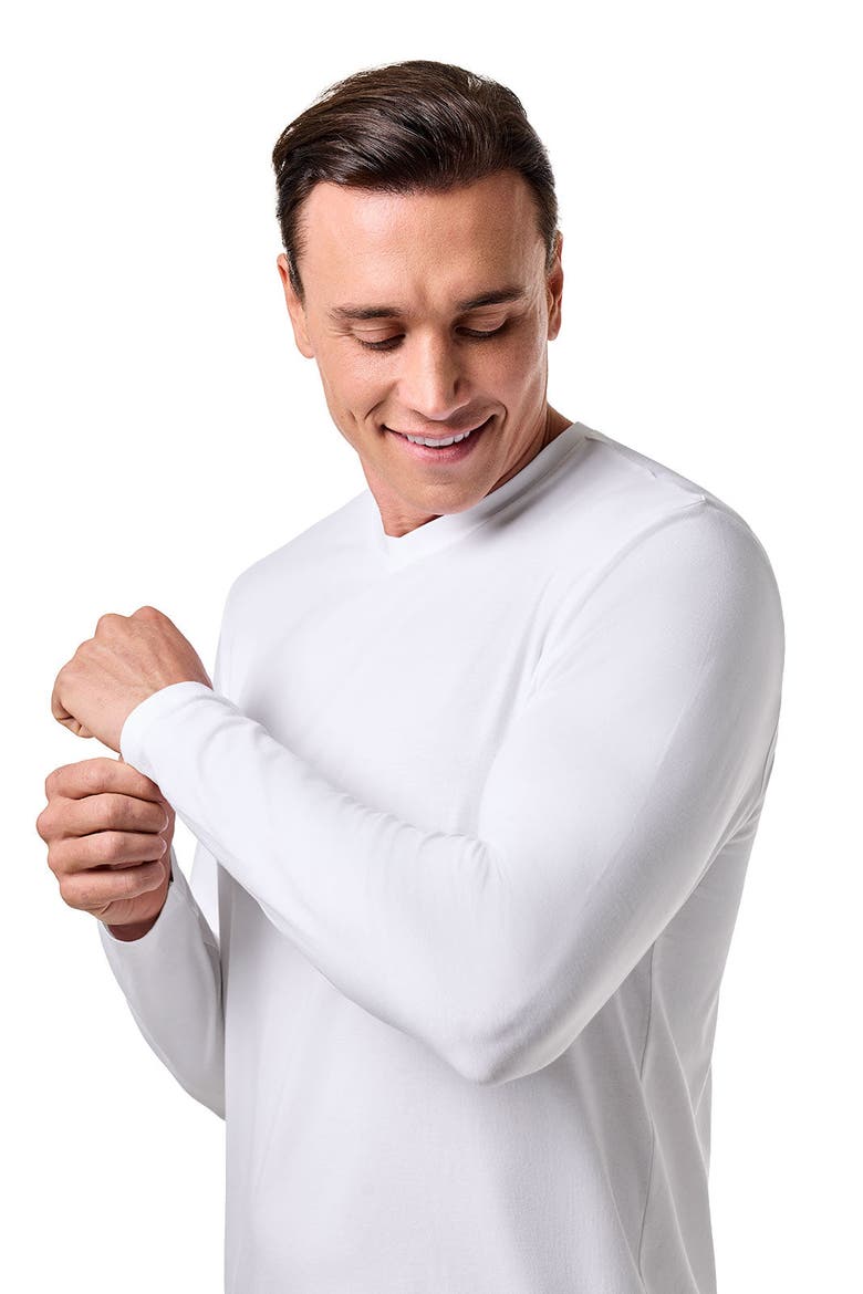 Men's Morada V-Neck Long Sleeve T-Shirt, UPF 50+ Sun Protection, Alternate, color, White