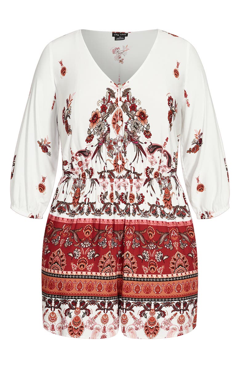 City Chic Angel Heart Printed Romper, Alternate, color, 