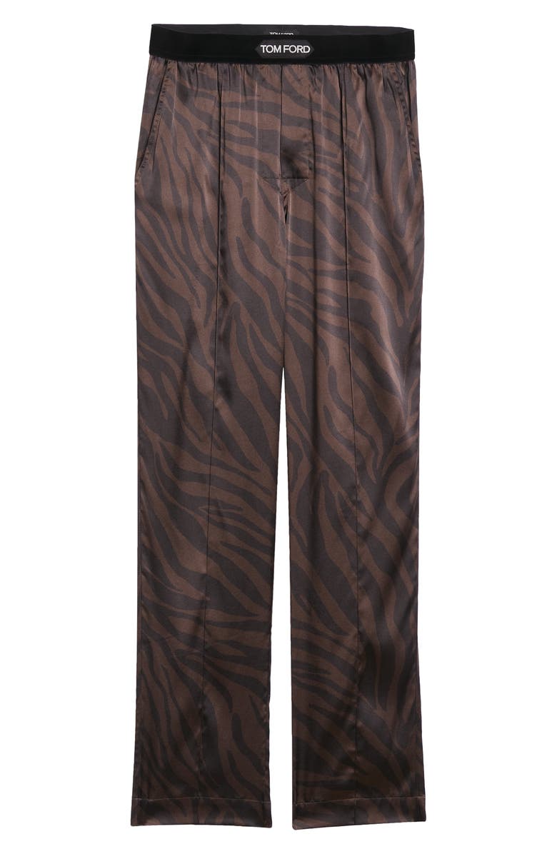 TOM FORD Zebra Print Stretch Silk Pajama Bottoms, Alternate, color,