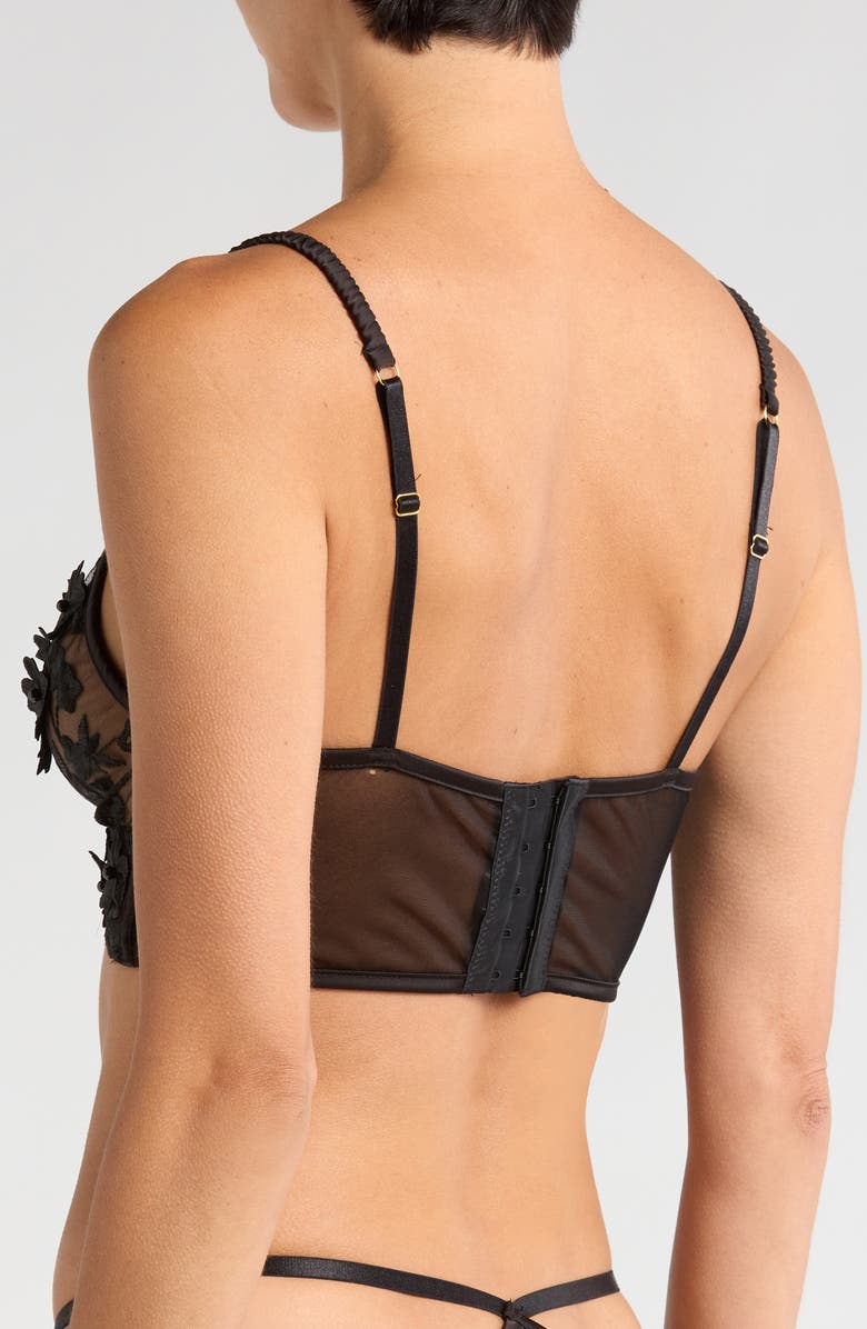 KILO BRAVA Floral Embroidered Longline Bralette, Alternate, color, Black