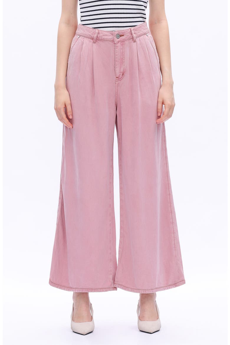 Pleated High Waist Ankle Wide Leg Pants, Main, color, PINK