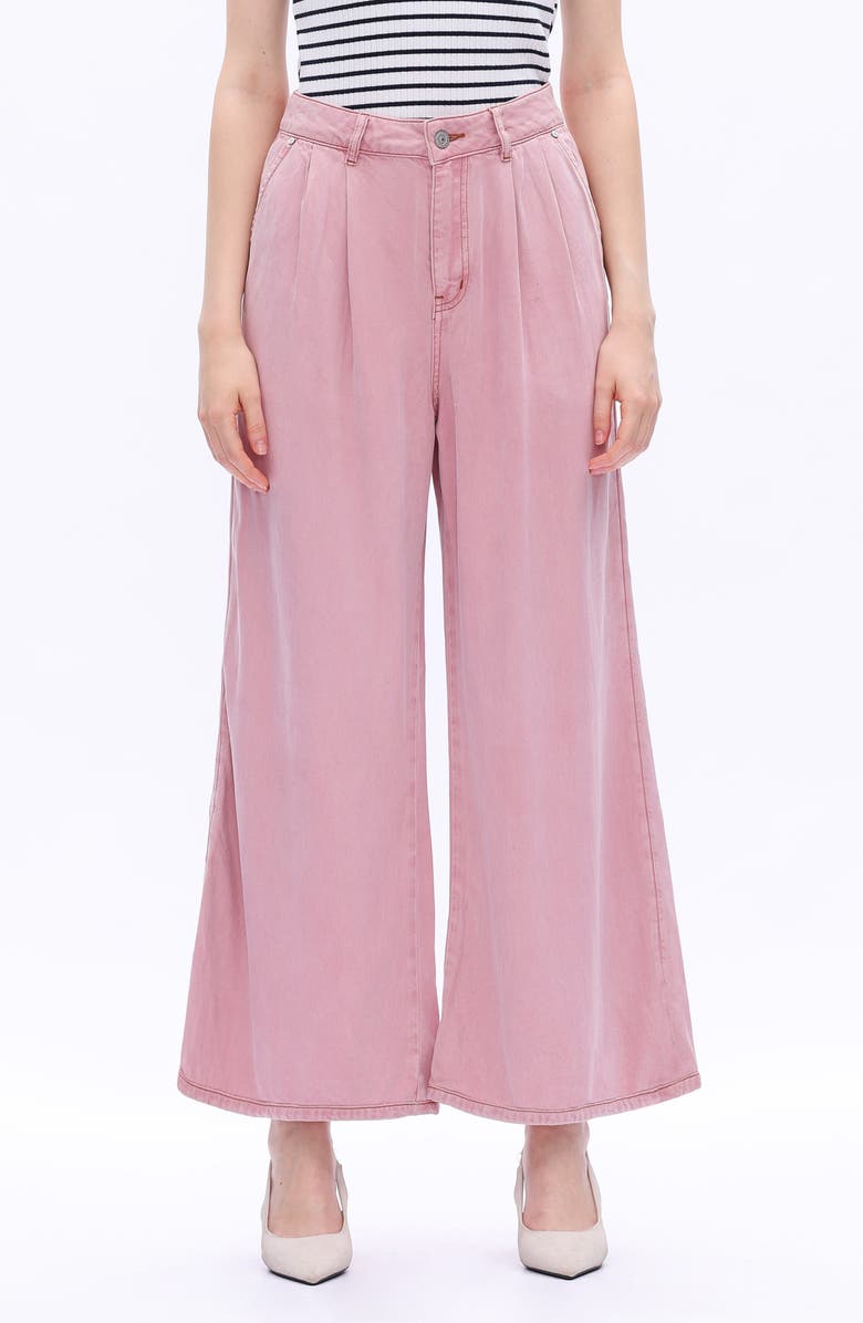 Bayeas Pleated High Waist Ankle Wide Leg Pants, Main, color, Pink