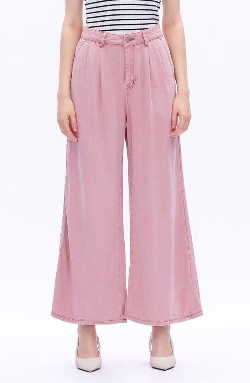 Bayeas Pleated High Waist Ankle Wide Leg Pants In Pink