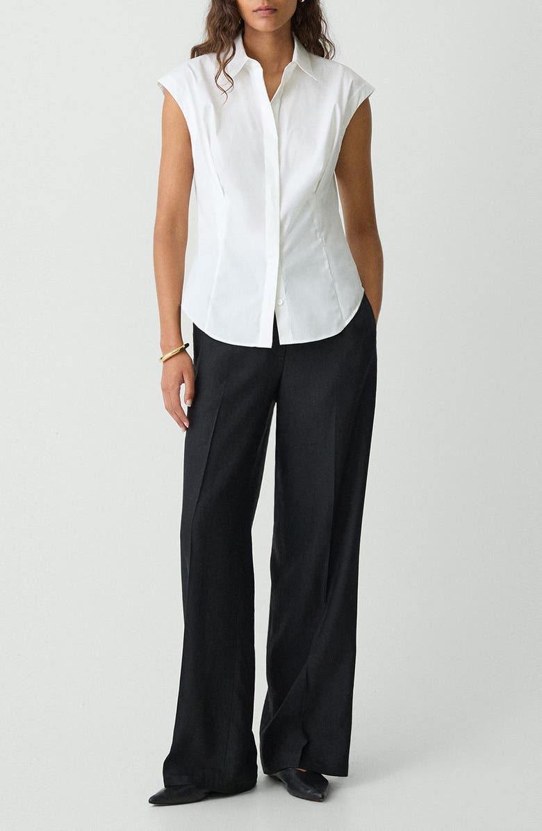 Theory Cap Sleeve Button-Up Shirt, Alternate, color, White