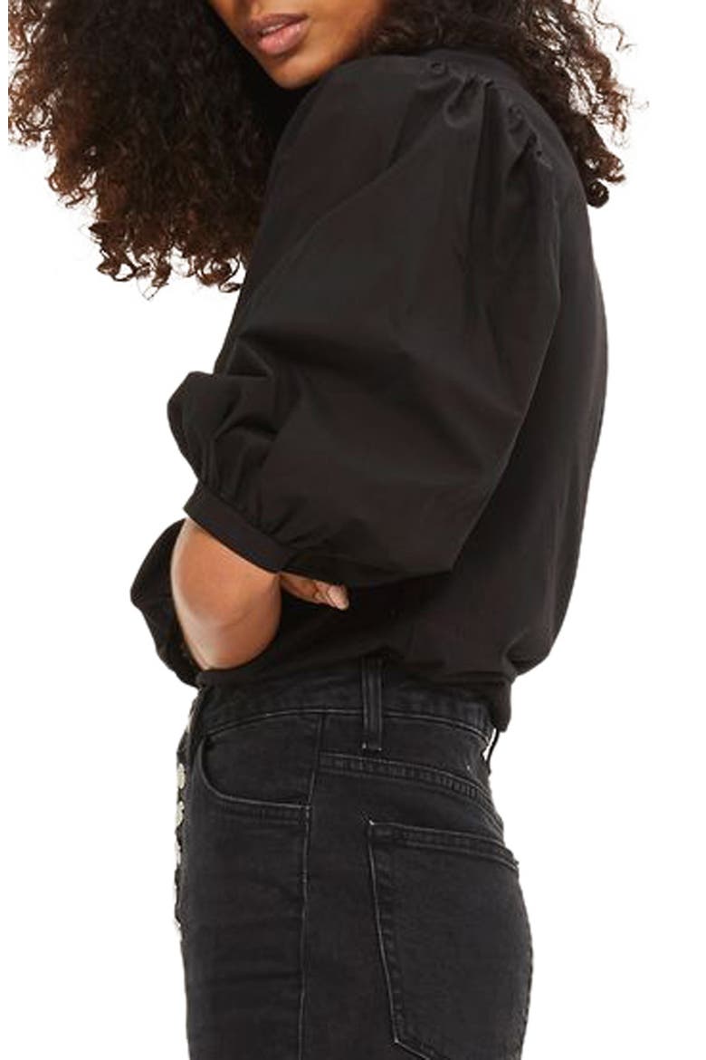 Balloon Sleeve Tee, Alternate, color, BLACK