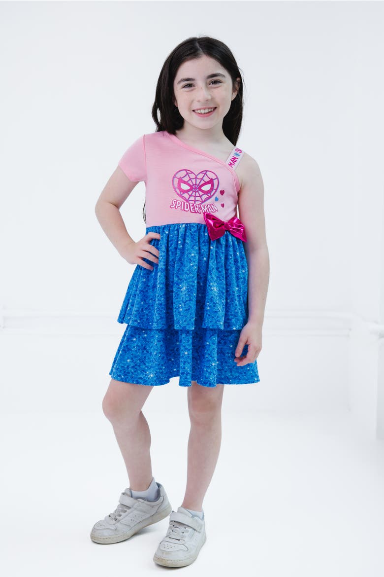 Spider-Man Sleeveless Dress, Alternate, color, Pink Blue Spiderman