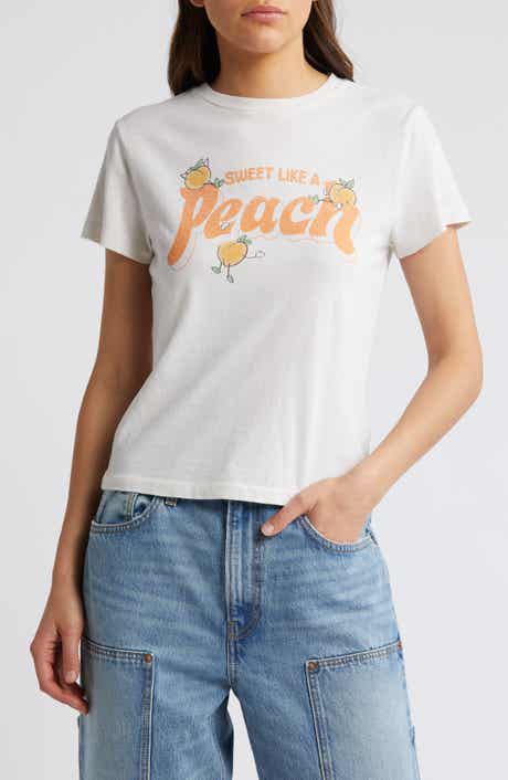 Re/Done Peach Cotton Graphic T-Shirt