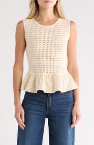 NVLT Open Stitch Sleeveless Peplum Sweater