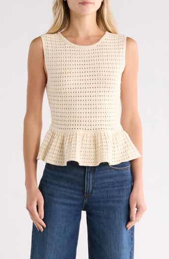 NVLT Open Stitch Sleeveless Peplum Sweater