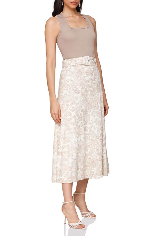 Bagatelle Ribbed Tank & Paisley Midi Skirt Set In White