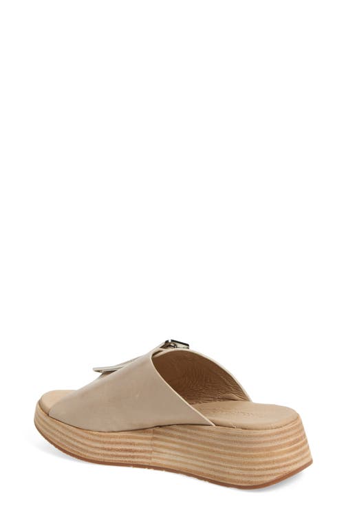 Chocolat Blu Ela Platform Wedge Slide Sandal In White Sand Leather
