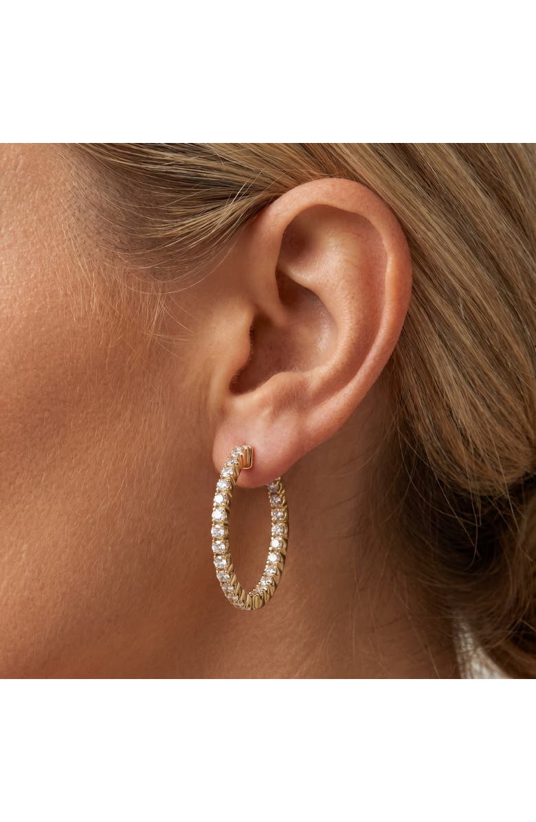 Bliss Diamond 1 Ct Diamond Inside Outside Hoops Lab Grown Earrings Gold 1"Tall, Alternate, color, 10K Yellow Gold