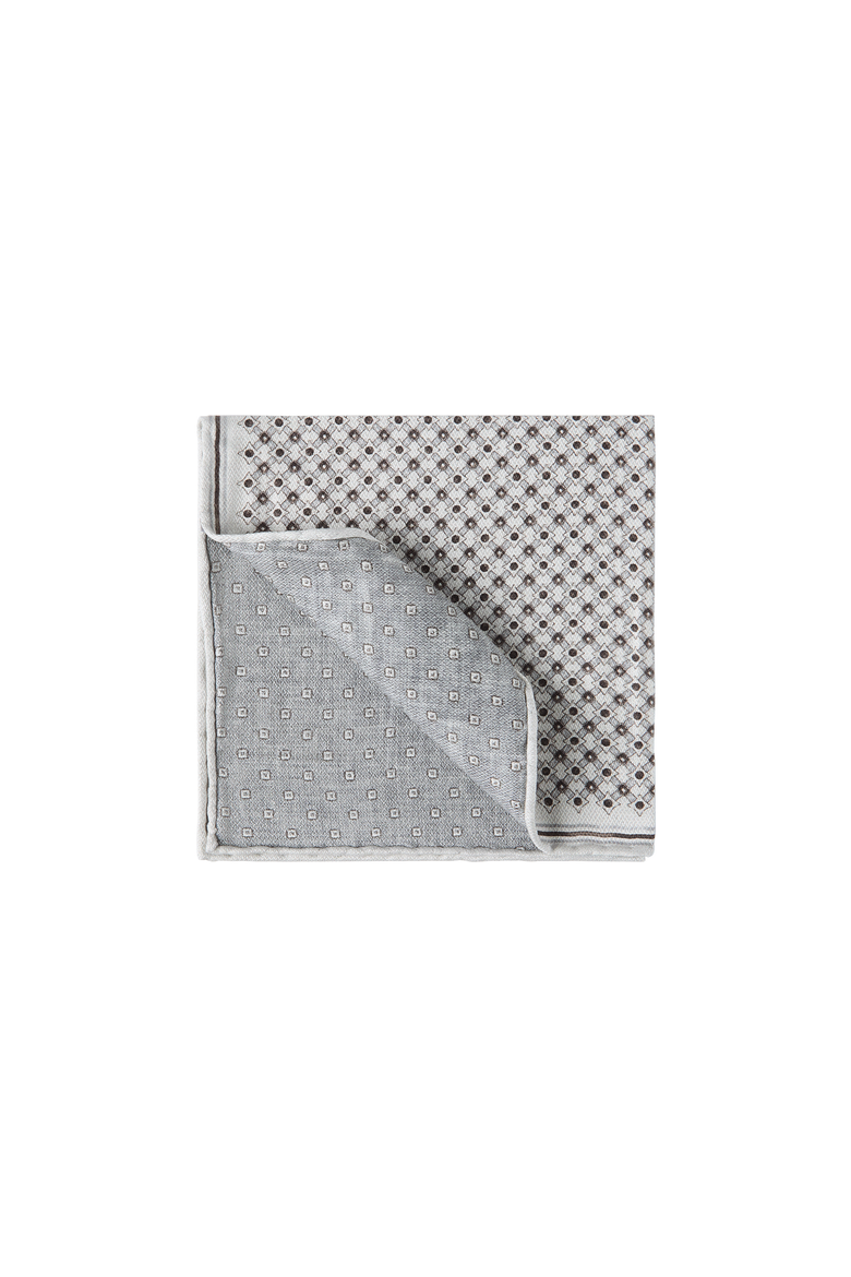 Silk geometric pattern pocket square, Alternate, color, Light Grey