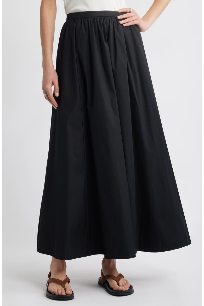 Cotton Poplin Maxi Skirt, Main, color, BLACK