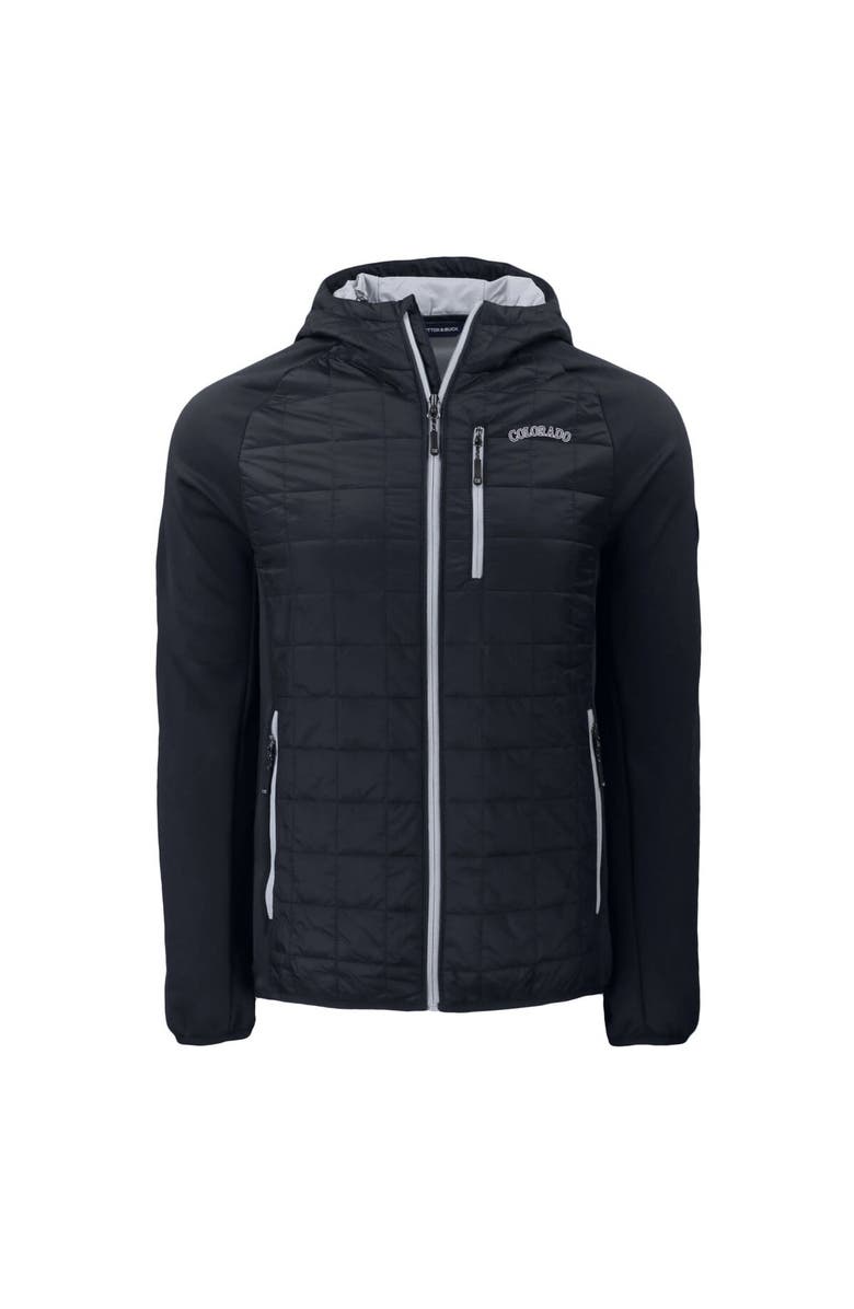 Cutter & Buck Men's Cutter & Buck  Black Colorado Rockies Cooperstown Collection Rainier Primaloft Eco Full-Zip Hybrid Jacket, Alternate, color, 